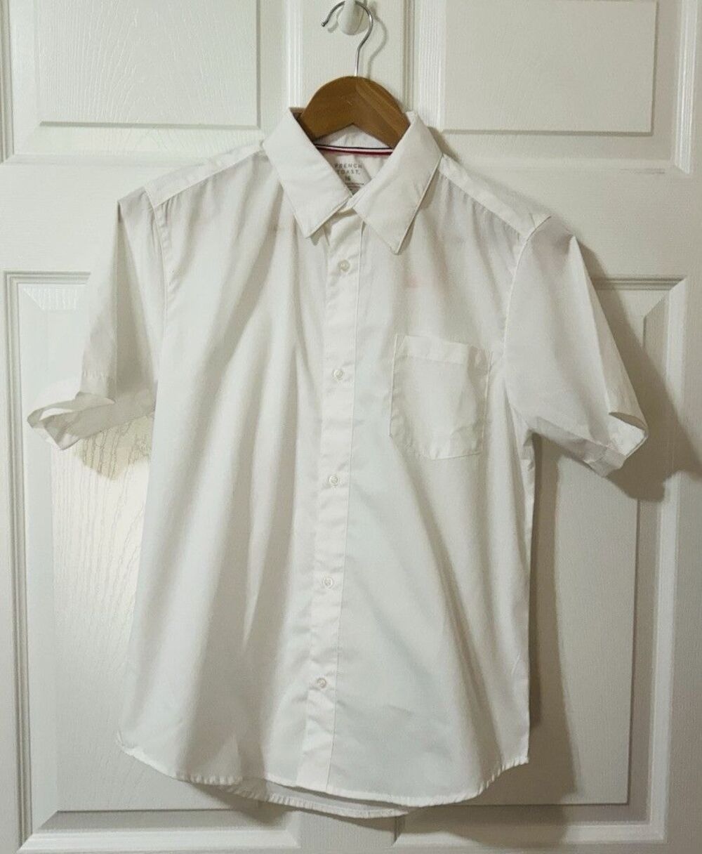 French Toast Boys Size 16 Expandable Collar Button Down Dress Shirt Short Sleeve